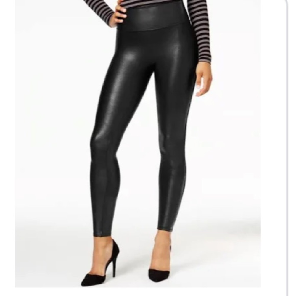 Women's Faux-Leather Tummy Control Leggings